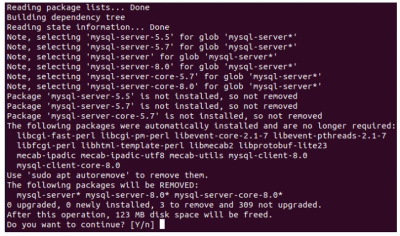 在Ubuntu服务器中完全卸载MySQL